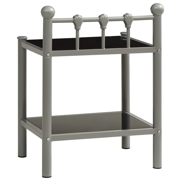 Bedside Cabinet Grey and Black 45x34.5x60.5 cm Metal and Glass