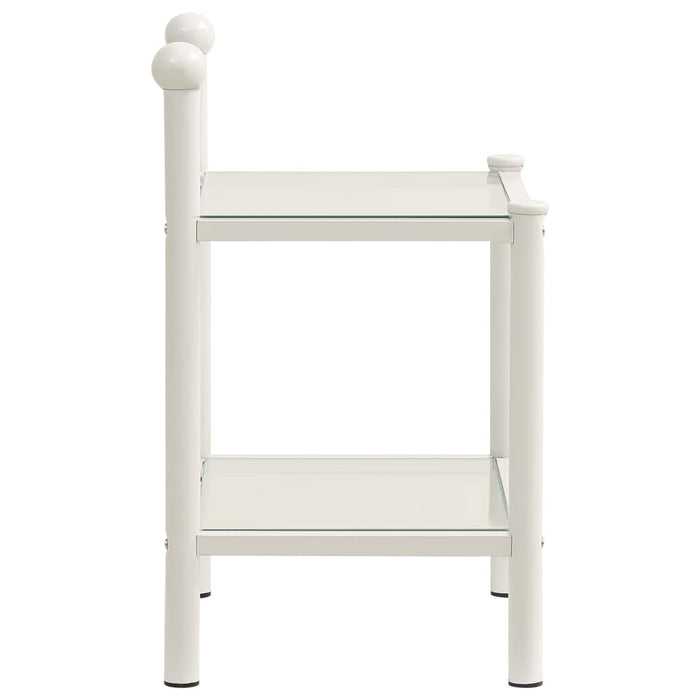 Bedside Cabinet White&Transparent 45x34.5x60.5 cm Metal & Glass