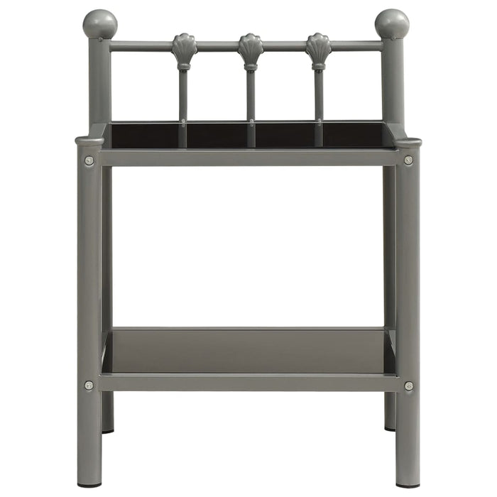 Bedside Cabinets 2 pcs Grey and Black Metal and Glass