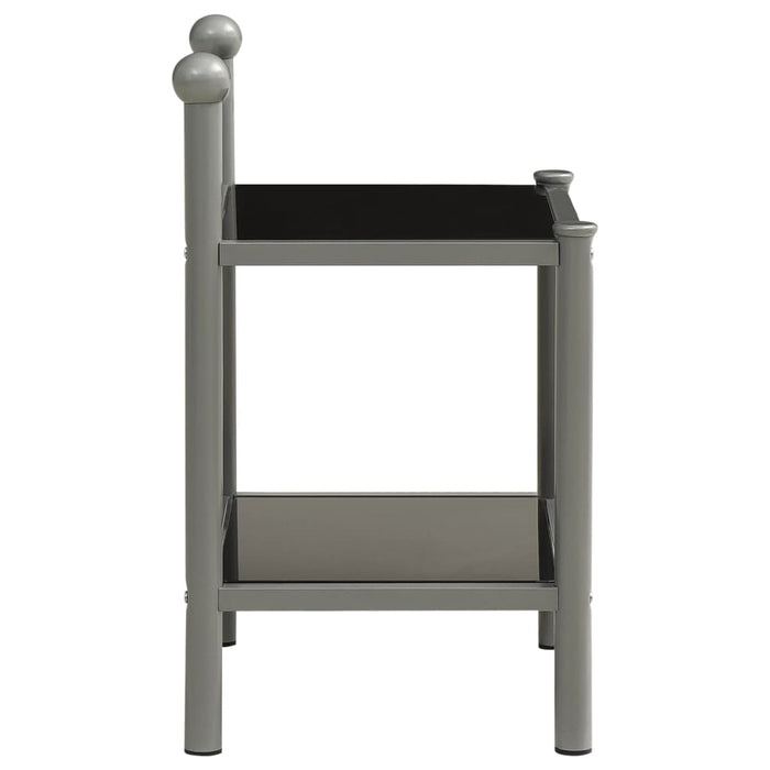 Bedside Cabinets 2 pcs Grey and Black Metal and Glass