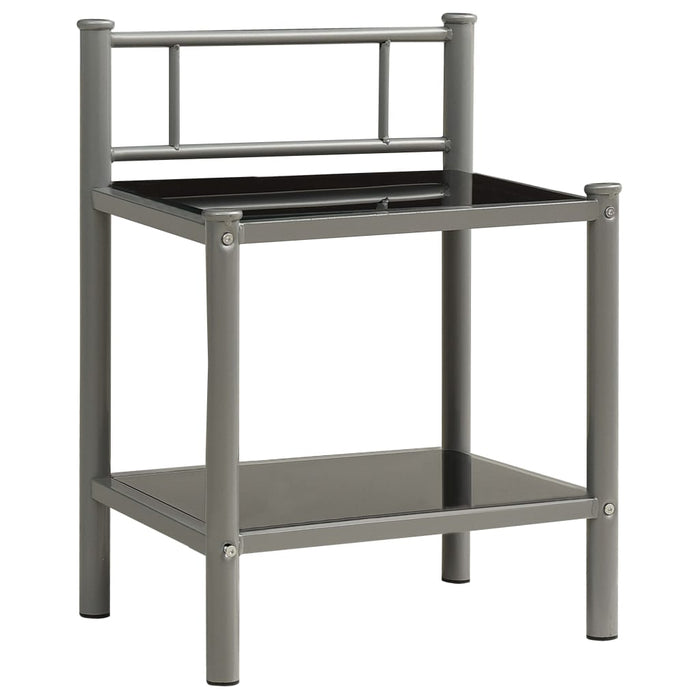 Bedside Cabinet Grey and Black 45x34.5x60.5 cm Metal and Glass