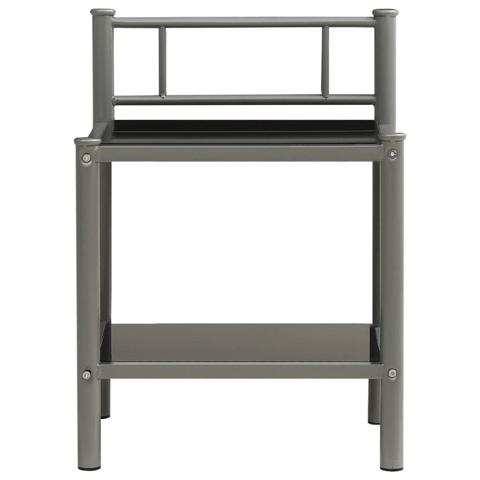 Bedside Cabinet Grey and Black 45x34.5x60.5 cm Metal and Glass