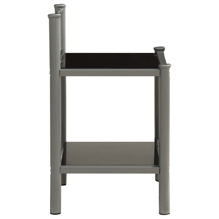 Bedside Cabinet Grey and Black 45x34.5x60.5 cm Metal and Glass