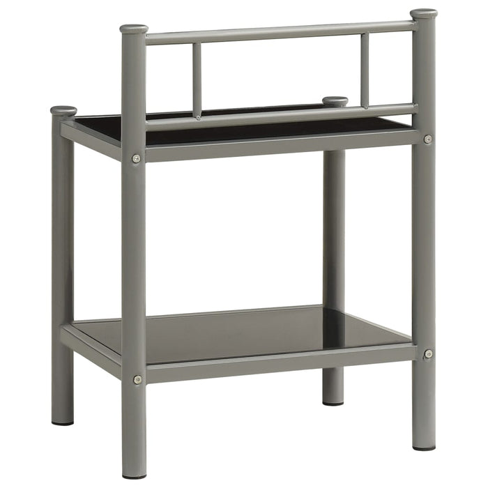 Bedside Cabinet Grey and Black 45x34.5x60.5 cm Metal and Glass