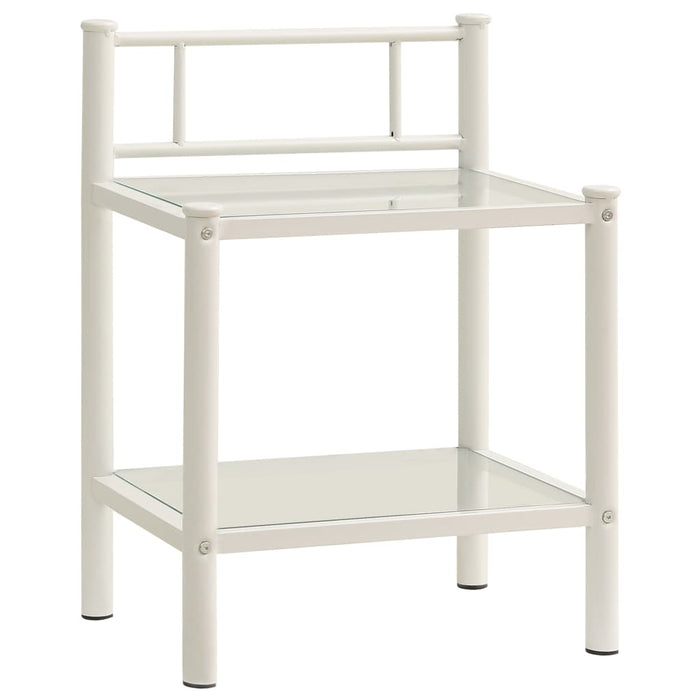 Bedside Cabinet White&Transparent 45x34.5x60.5 cm Metal & Glass