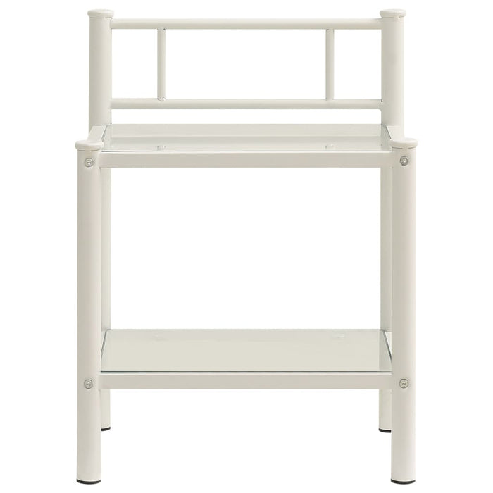 Bedside Cabinet White&Transparent 45x34.5x60.5 cm Metal & Glass