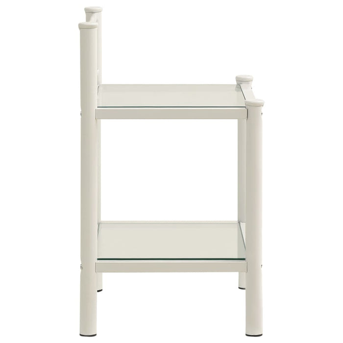 Bedside Cabinet White&Transparent 45x34.5x60.5 cm Metal & Glass