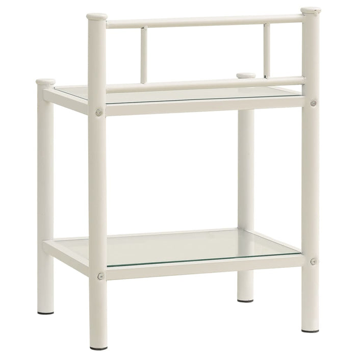 Bedside Cabinet White&Transparent 45x34.5x60.5 cm Metal & Glass