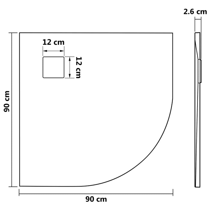 Shower Base Tray SMC Brown 90x90 cm