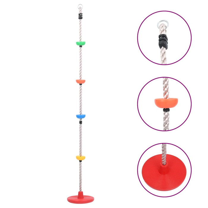 Leagăn de frânghie de cățărat cu platforme și disc 200 cm