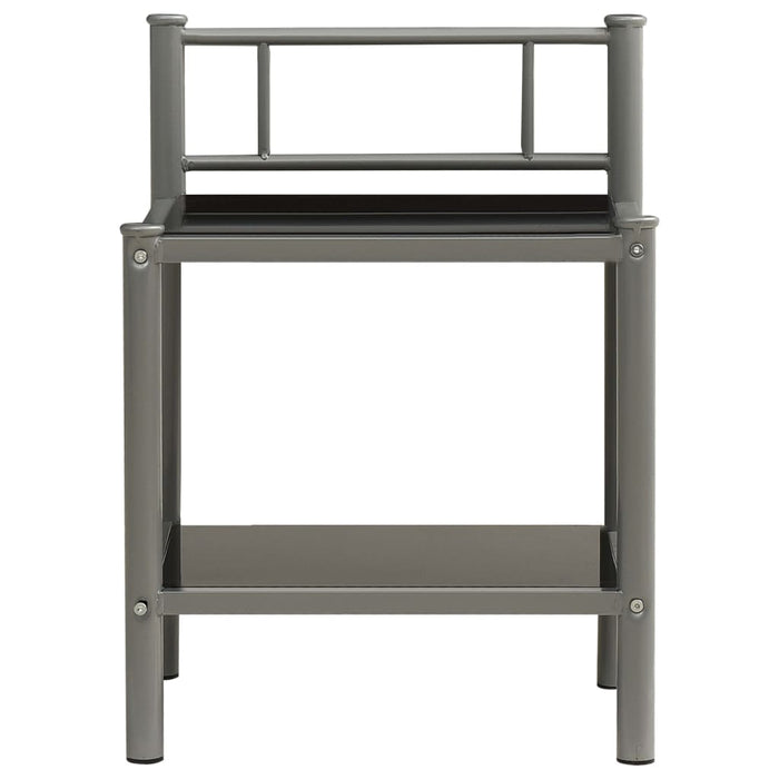 Bedside Cabinets 2 pcs Grey and Black Metal and Glass