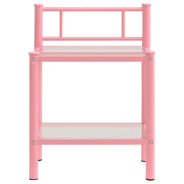 Bedside Cabinets 2 pcs Pink and Transparent Metal and Glass