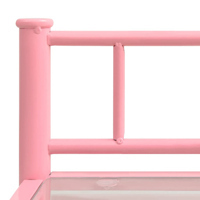 Bedside Cabinets 2 pcs Pink and Transparent Metal and Glass