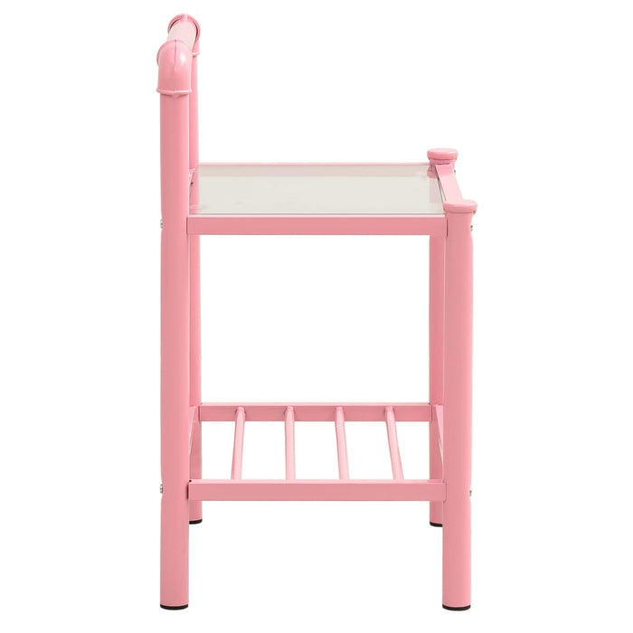 Bedside Cabinets 2 pcs Pink and Transparent Metal and Glass