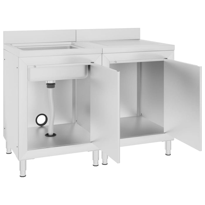 Commercial Kitchen Sink Cabinet Stainless Steel 120x60x96 cm