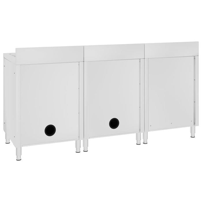 Commercial Kitchen Sink Cabinet 180x60x96 cm Stainless Steel