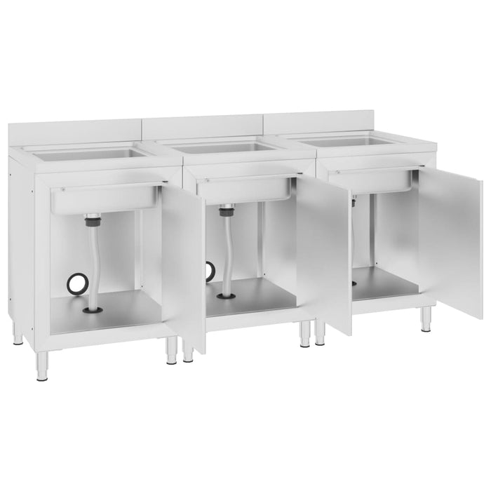 Commercial Kitchen Sink Cabinets 3 pcs Stainless Steel