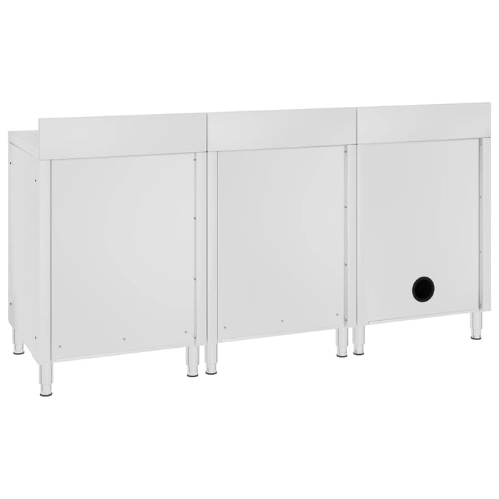 Commercial Kitchen Sink Cabinet 180x60x96 cm Stainless Steel