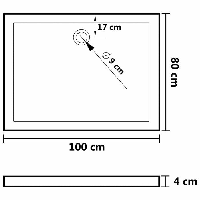 Rectangular ABS Shower Base Tray 80x100 cm