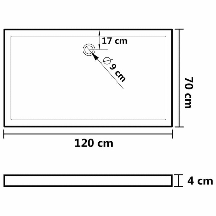 Rectangular ABS Shower Base Tray Black 70x120 cm