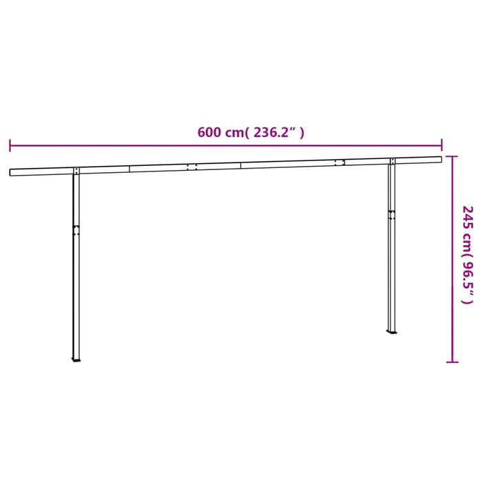 Awning Post Set Anthracite 600x245 cm Iron