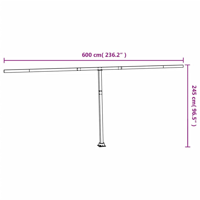 Awning Post Set White 600x245 cm Iron