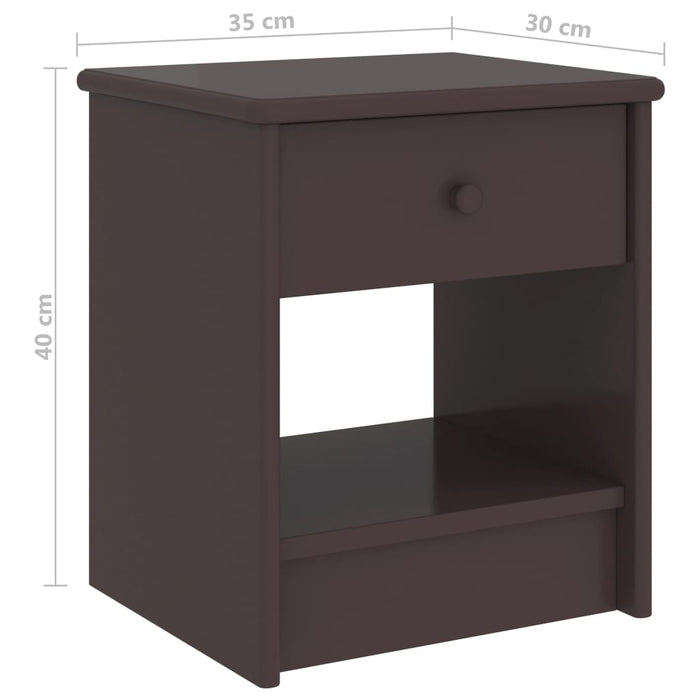 Bedside Cabinet Dark Brown 35x30x40 cm Solid Pinewood