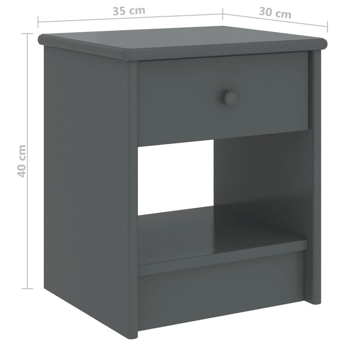 Bedside Cabinet Dark Grey 35x30x40 cm Solid Pinewood