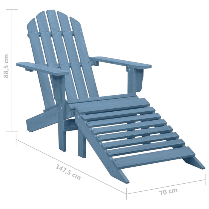 Садовый стул Adirondack с пуфом из массива ели синего цвета