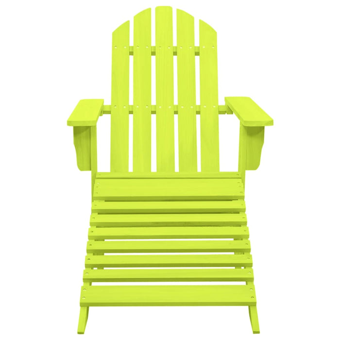 Garden Adirondack Chair with Ottoman Solid Fir Wood Green