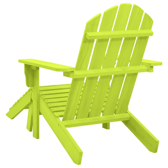 Garden Adirondack Chair with Ottoman Solid Fir Wood Green