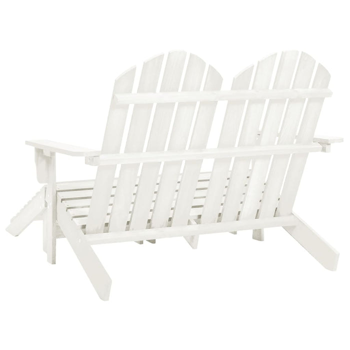 2-Seater Garden Adirondack Chair&Ottoman Fir Wood White