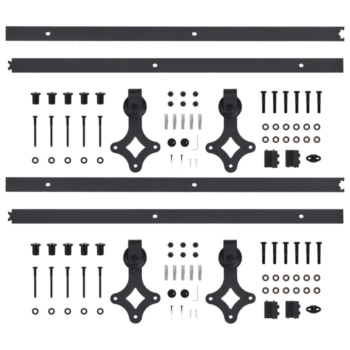 Sliding Door Hardware Kits 2 pcs 183 cm Steel Black