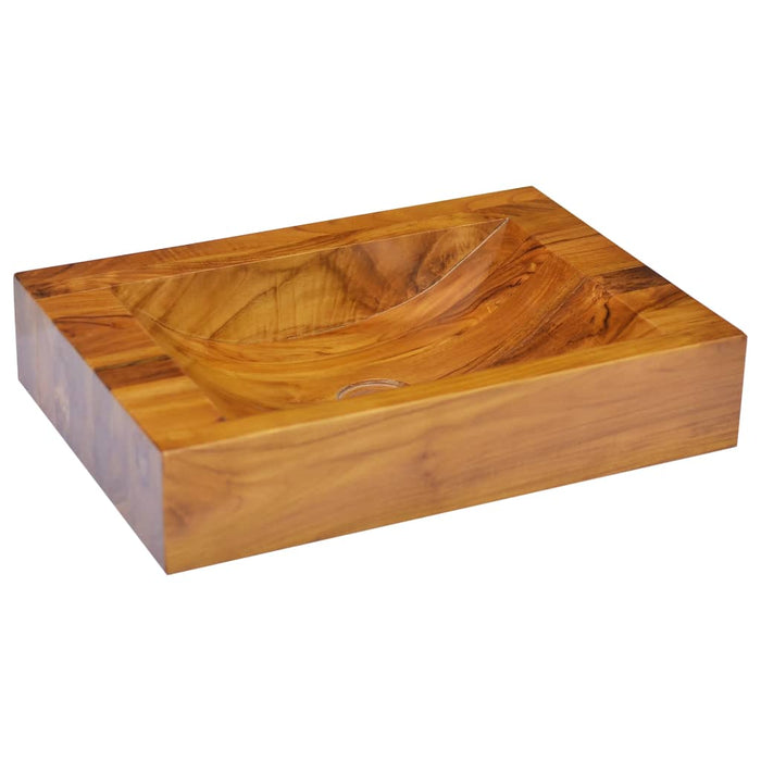 Basin Solid Teak Wood 50x35x10 cm