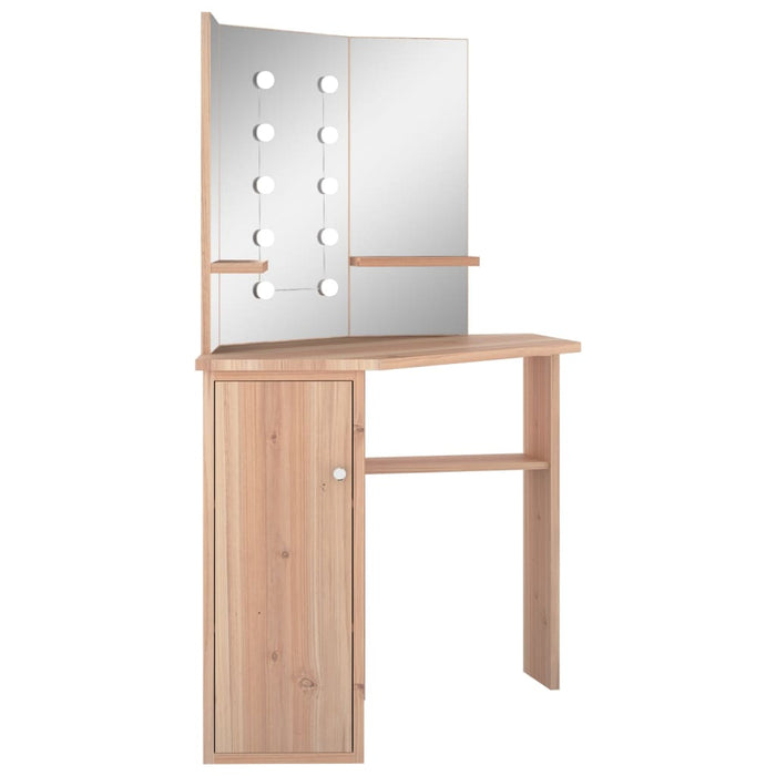 Corner Dressing Table with LED Oak 111x54x141.5 cm