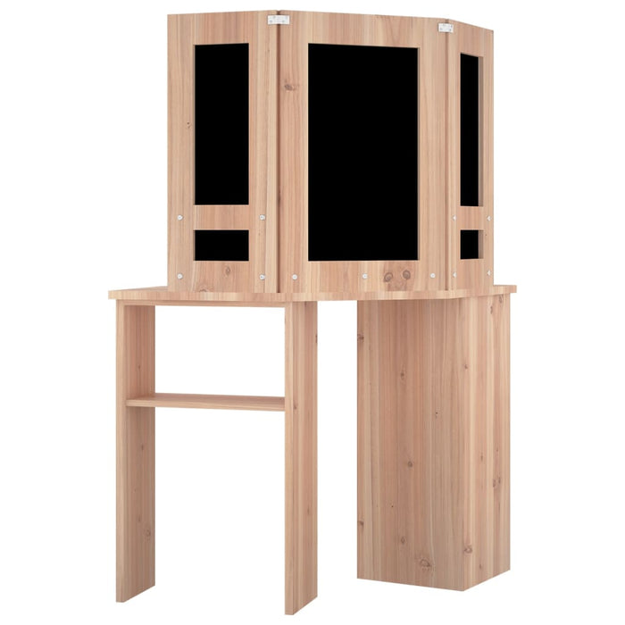 Corner Dressing Table with LED Oak 111x54x141.5 cm