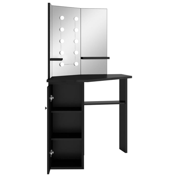 Corner Dressing Table with LED Black 111x54x141.5 cm