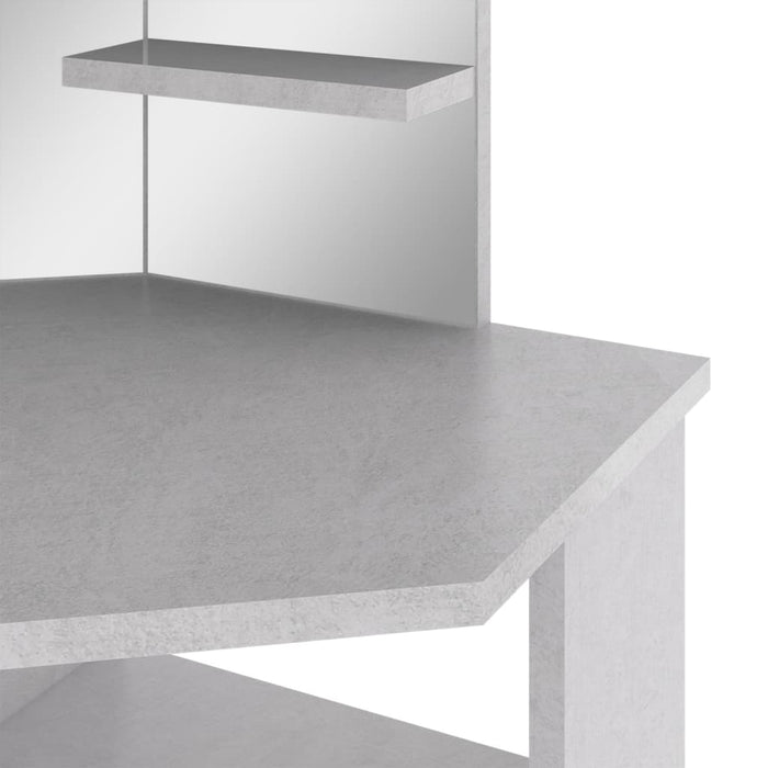 Corner Dressing Table with LED Concrete Grey 111x54x141.5 cm