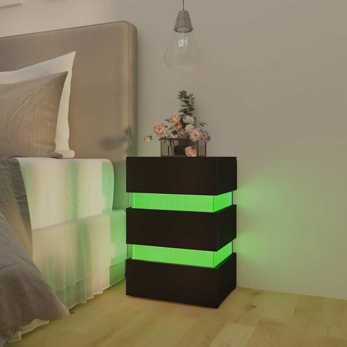 LED Bedside Cabinet Black 45x35x67 cm Engineered Wood