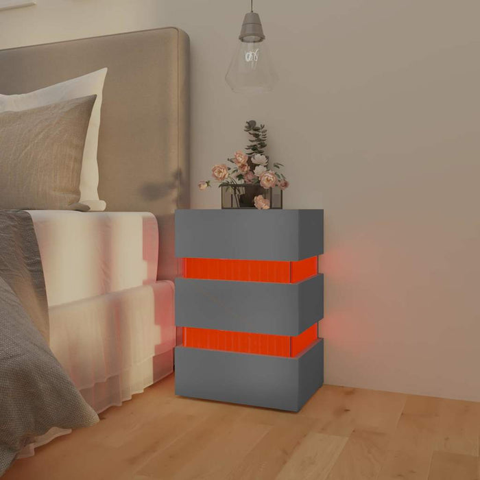 LED Bedside Cabinet Grey 45x35x67 cm Engineered Wood