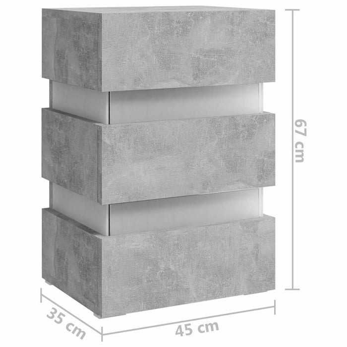 LED Нощно шкафче бетонно сиво 45x35x67 см инженерно дърво