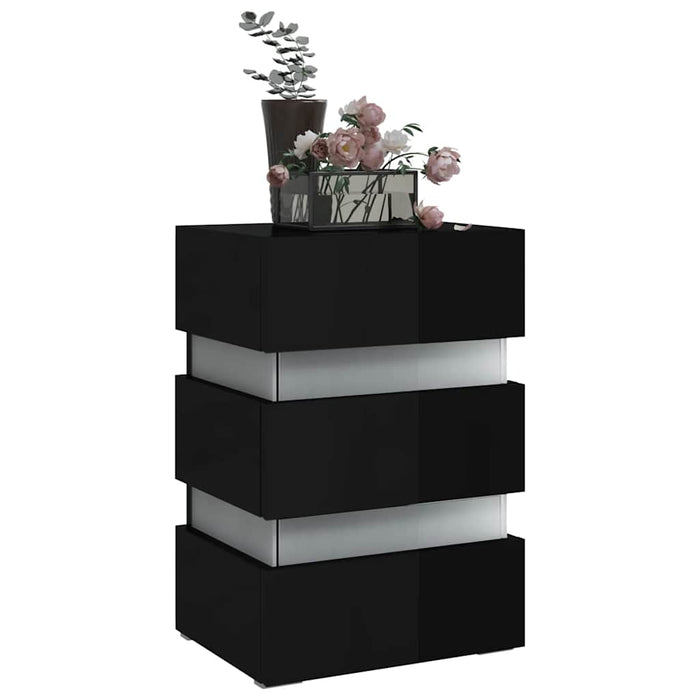 LED Bedside Cabinet High Gloss Black 45x35x67 cm Engineered Wood