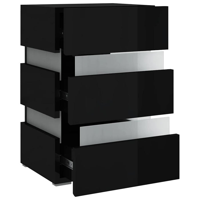 LED Bedside Cabinet High Gloss Black 45x35x67 cm Engineered Wood