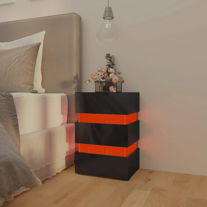 LED Bedside Cabinet High Gloss Black 45x35x67 cm Engineered Wood