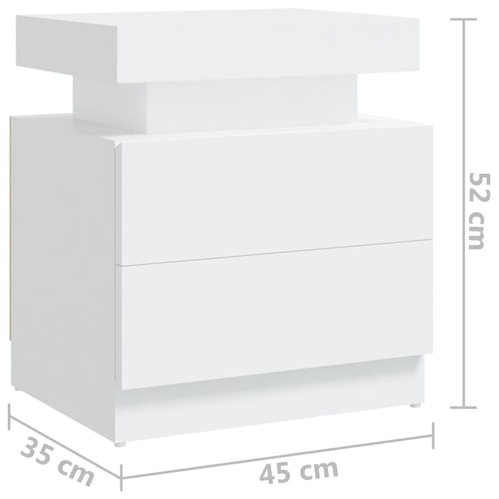 Нощно шкафче Бяло 45x35x52 см Инженерно дърво