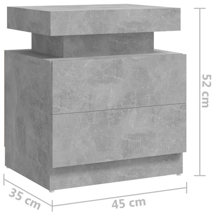 Bedside Cabinet Concrete Grey 45x35x52 cm Engineered Wood