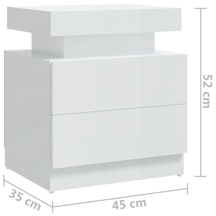 Нощно шкафче висок гланц бяло 45x35x52 см инженерно дърво