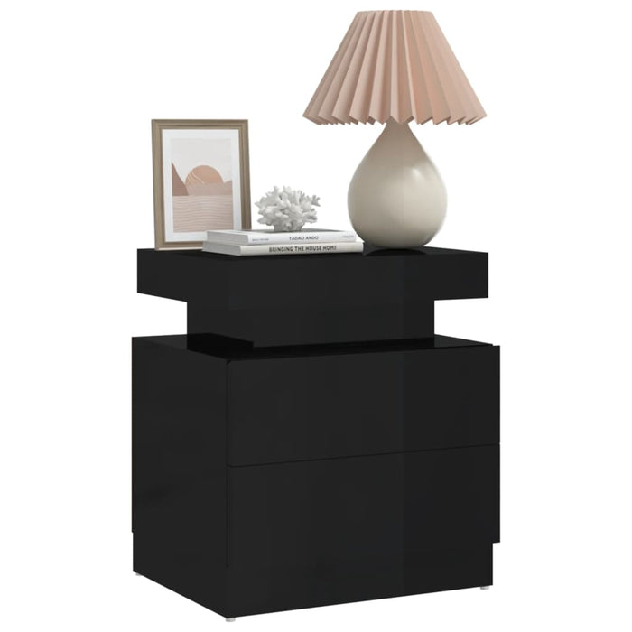 Bedside Cabinet High Gloss Black 45x35x52 cm Engineered Wood