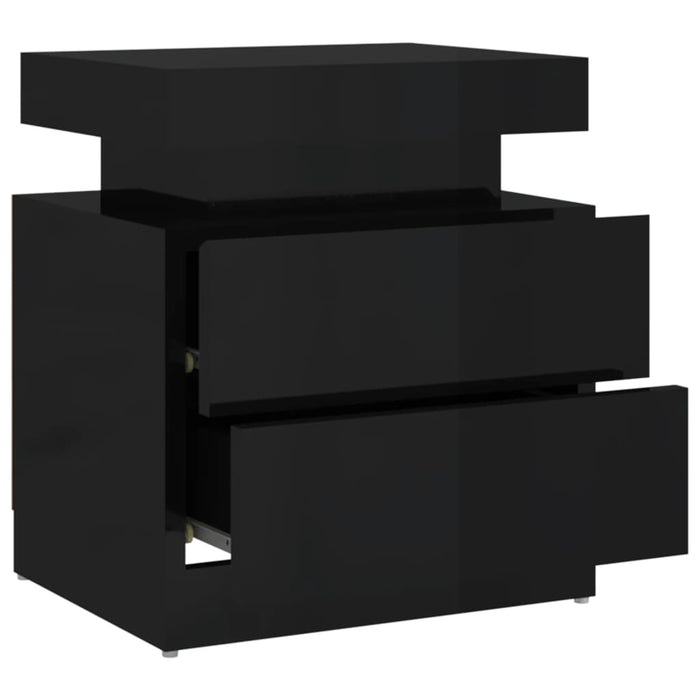 Bedside Cabinet High Gloss Black 45x35x52 cm Engineered Wood