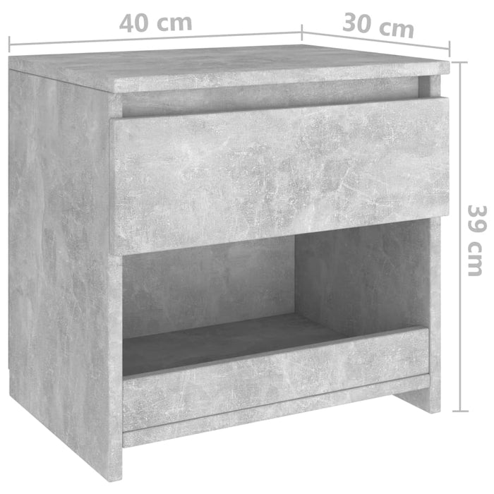 Bedside Cabinet Concrete Grey 40x30x39 cm Engineered Wood